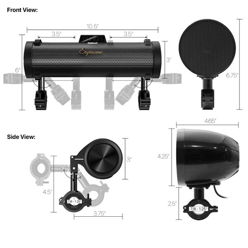 Waterproof Bluetooth Motorcycle Stereo 8 Speaker Soundbar Audio Radio MP3 System - Picture 5 of 9