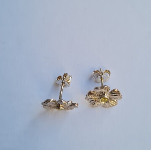 Orecchini Flores in Argento 925 con Fiore e zircone Giallo - Picture 2 of 6