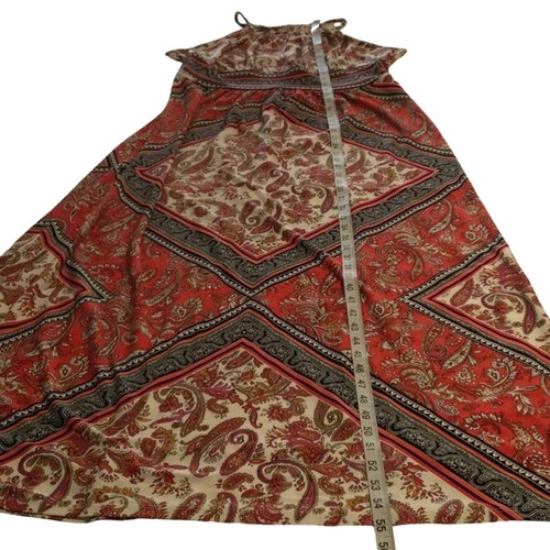 London Style Collection Paisley/Abstract Halter Keyhole Button Maxi Dress Size 8 - Picture 15 of 16