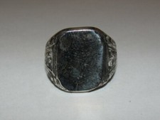 Large Square Shaped Antiqued Sterling Silver Signet Ring Alberto Juan