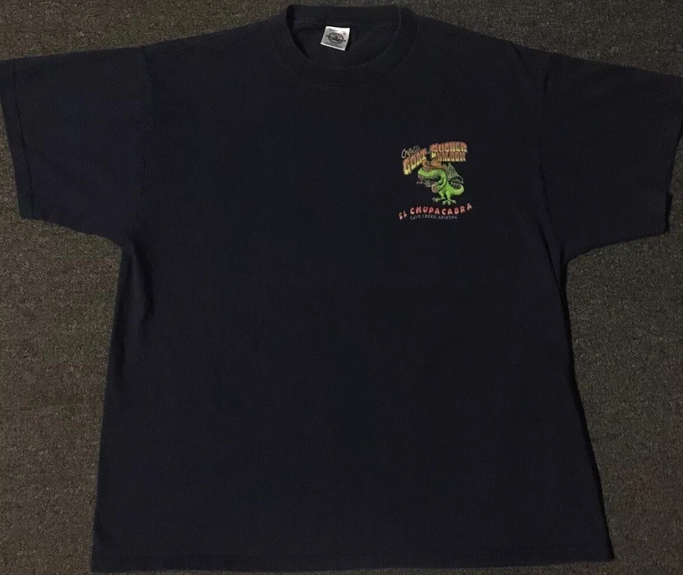 Vtg 90s Goat Sucker Bar Faded Chupacabra Shirt L Arizona Funny Beer Biker Grunge - Image 2 of 4