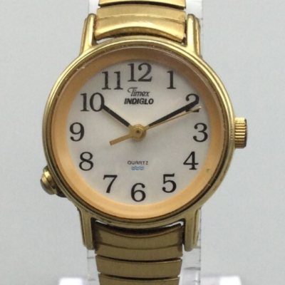 Timex Easy Reader Watch Women Indiglo 23mm Gold Tone Stretch  display picture 1