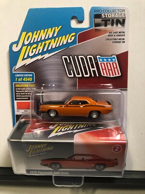 1/64 JOHNNY LIGHTNING COLLECTOR STORAGE TIN 1970 PLYMOUTH AAR CUDA VITAMIN C ORG