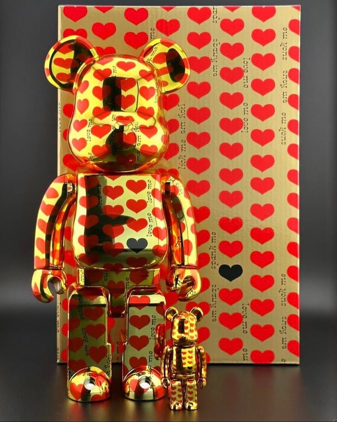 Medicom 400% + 100% Bearbrick ~ X JAPAN Hide Be@rbrick Gold Heart