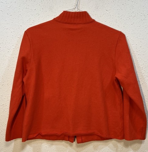 Gispa Virgin Wool Coat Sweater Extra Large Made In Italy Orange Full Zip - Picture 7 of 12