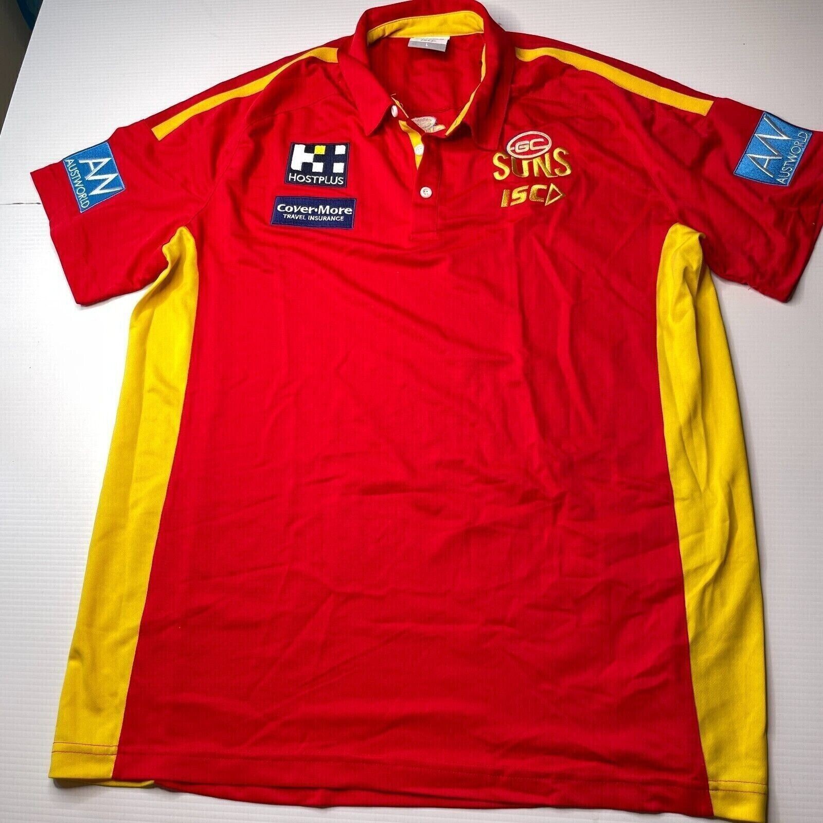 AFL Gold Coast Suns Logo Polo Shirt Mens Size L Red Sports Fit