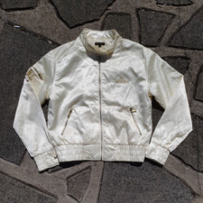Henleys Lucy Ducket Pale Gold Silky Bomber Jacket - Size 3/bust 46 Inches-uk 14