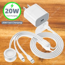For Apple Watch Series 10 9 8 7 6 iPhone USB C Magnetic Cable 20W Fast Charger