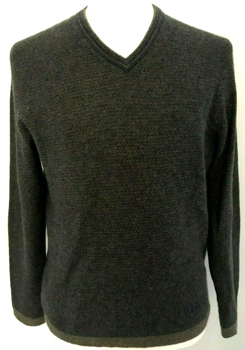 Black Brown 1826 Mens 2 Ply 100% Cashmere V-Neck Sweater