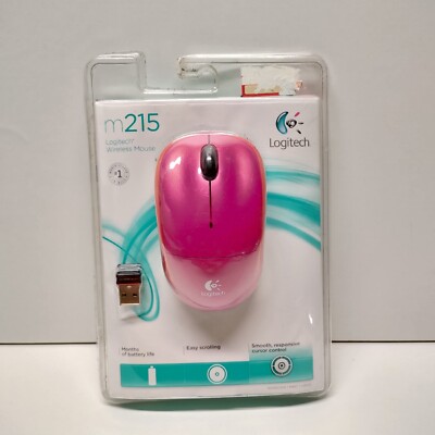 New Logitech M215 Wireless Optical Wheel Mouse Metallic Pink Orange Rare