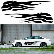 JDM Negro Universal Hágalo Usted Mismo Flujo de Calavera Auto Carrocería Lateral Camión Vinilo Decoración Pegatinas 2 piezas