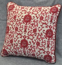 NEW Corded Accent Pillow made w Ralph Lauren Porcelain Red Rosette Fabric 16"x16