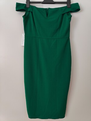 AX Paris Boohoo Bardot Bodycon Midi Off Shoulder Bodycon Dress Green UK  Size 14 UK