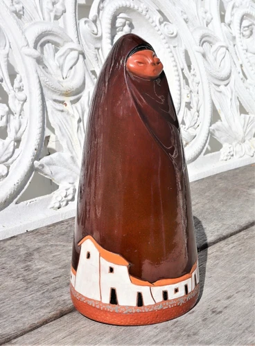 Large Studio Art Pottery Middle Eastern Figurine 1970s Signed By LAKATT BOLIVIA