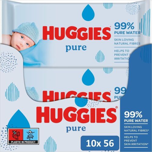 Huggies Baby Wet Pure Extra Care Wipes - 56 x 10 Box - Natural Wet Wipes for Sen - 第 1/5 張圖片