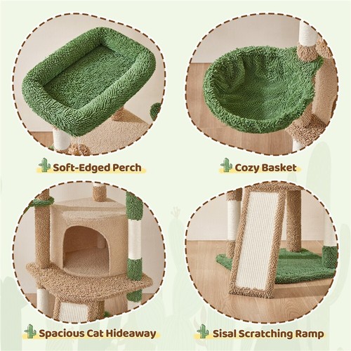 Árbol Rascador para Gatos Cactus 42,5x42,5x106,5cm Estable de Varios Niveles - Imagen 32 de 48