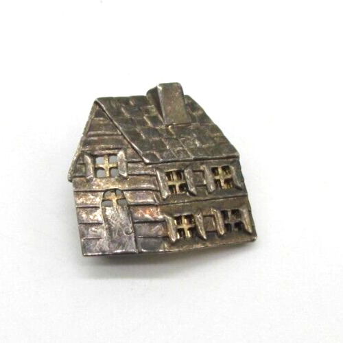 Vintage Danecraft Brooch House Home Silver Tone 1.25"x1.25" - Picture 1 of 7