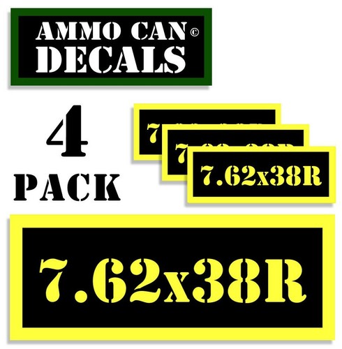 4-Pack "MAGAZINES" Ammo Can Stickers - Black & Yellow Vinyl Decals For Gun Cases