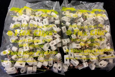 New Qty. 200 Telecrafter Cat 5 Ethernet Flex Clips G4WH-05 White - Free Shipping