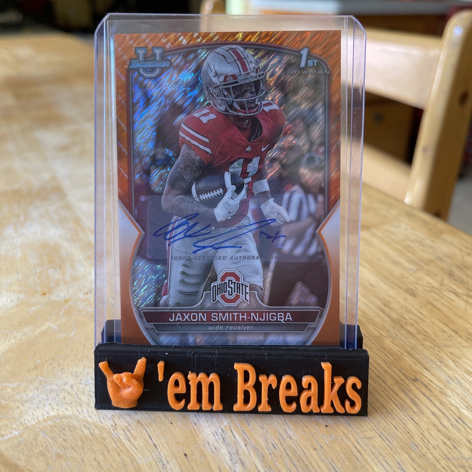 2022 Bowman Chrome U Jaxon Smith Njigba Orange Refractor /25 AUTO Seahawks