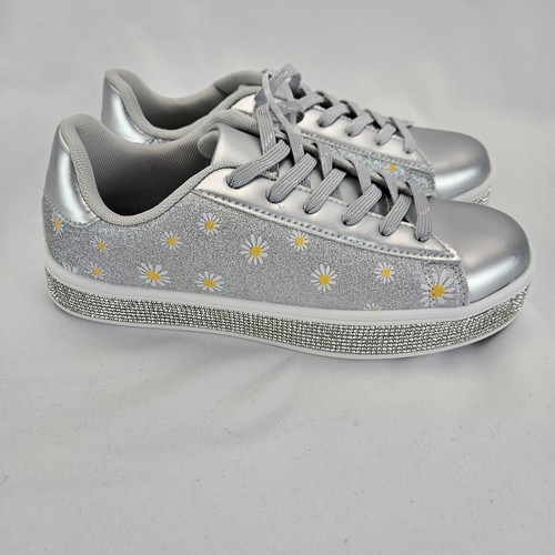 Women's Glitter Tennis Sneakers Color Silver Daisy Sz 7.5 - Picture 9 of 14