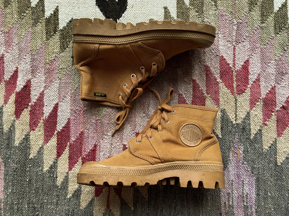 De colección Paladio Pallabrouse Pampa Hi Marrón Lona Botas Tenis Zapatos Francia Foto 3 de 4