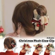 Christmas Plush Claw Clip Beads Duckbill Clip Tassel Women Hair Accessories