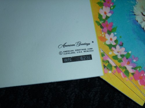 8 Vtg 70s American Greetings Small Blank Greeting Gift Cards Kitty & Mouse - Picture 5 of 5