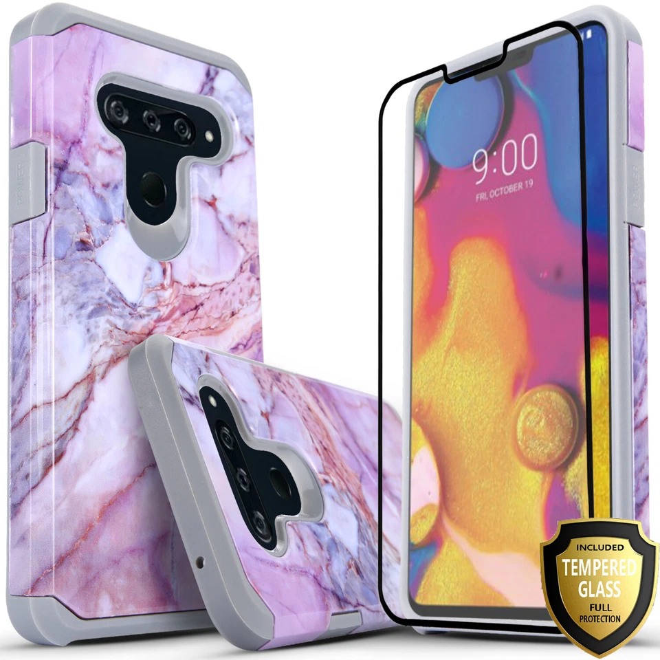For LG V50 ThinQ Case Phone Cover Shockproof + Tempered Glass Protector - Image 2 of 4