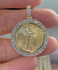 2Ct Round Cut Lab Created Diamond Liberty Coin Pendant 14K Yellow Gold Plated