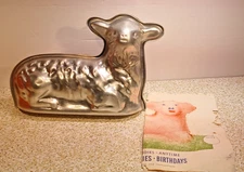 Vintage Blue Ribbon Aluminum Lamb Cake Mold Bakeware w Original Paperwork