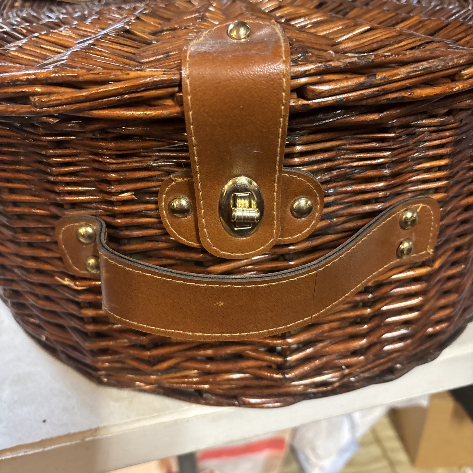 Picnic Time Rattan Bamboo Picnic Basket Plates, Glasses, Silverware Included