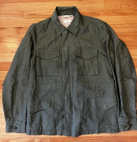 Apolis Global Citizen Medium Olive Green Linen Cotton Field Jacket - product listing photo
