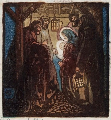 Henry James Haley (1874-1964) - Holzschnitt mit Bleistift signiert - Krippe - 1