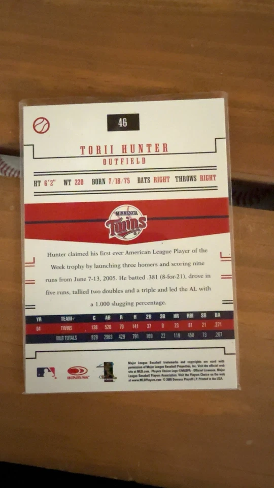 2005 Donruss Prime Patches #46 Torii Hunter Autograph Auto Twins - Image 2 of 3