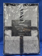Magaschoni Soft Comfortable 100 Cashmere Fringe Throw 50" x 60" Flannel Heather
