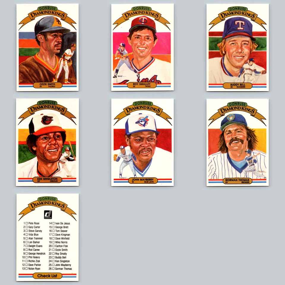 🎨 Juego Completo Donruss Diamond Kings 1982 - 27 Cartas - Edición Primer Año - Salón de la fama Foto 2 de 4