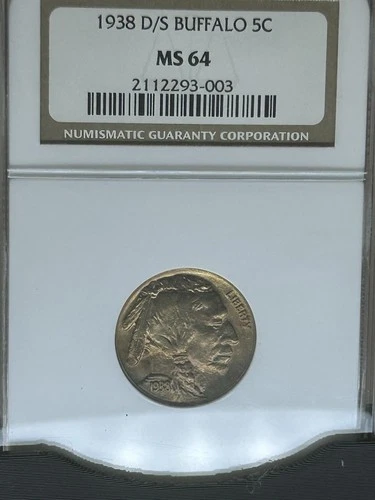1938-D/S 5c Buffalo Nickel ~ NGC MS 64 Beautiful Color