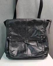 The Sak Ventura Convertible Backpack Crossbody Distressed Black Leather Bag, GUC