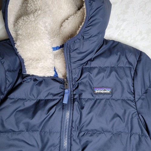 PATAGONIA Boys L Reversible Jacket Navy Blue/Beige - Picture 6 of 9