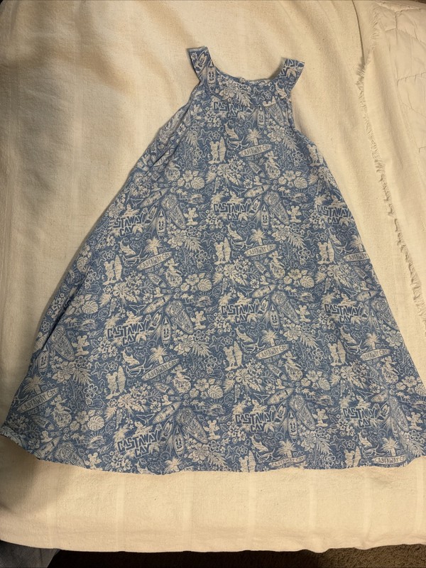 Disney Cruise Line Castaway Cay A-line Dress Tropical Blue Print Child Size S