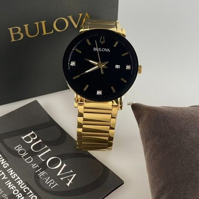 New Bulova Futuro Modern Men's Quartz Watch Black Diamond Dial 97D116 42mm