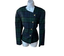 Vintage Pendleton Blackwatch Plaid Wool Power Blazer 12 USA