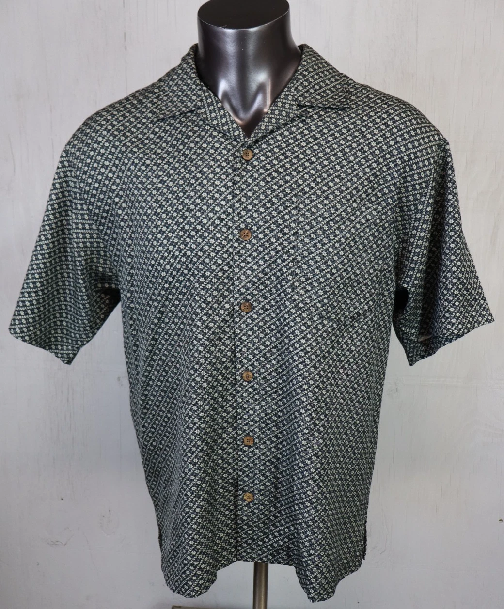 Mens Tommy Bahama Button Front Hawaiian Shirt Blue Loop Collar Floral Size M