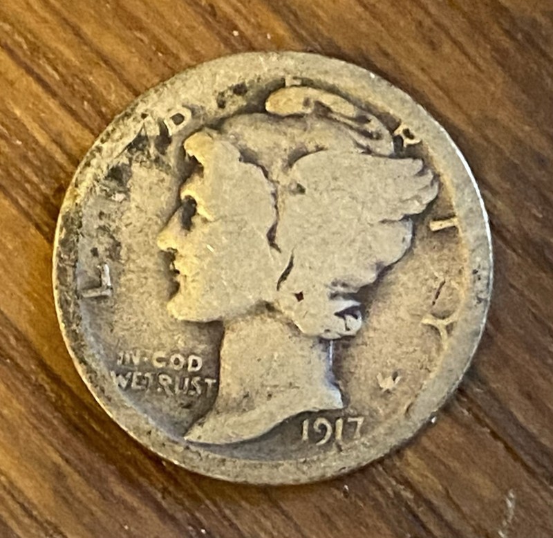 1917 S Mercury Dime San Francisco WWI Era 90% Silver Winged Liberty US Coin 10c