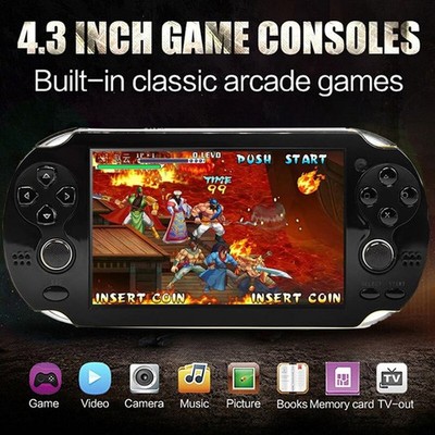 4,3 Zoll Doppel-Joystick Handheld-Spielekonsole Videospielkonsole mit Kopfhörer