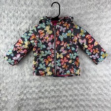 Penelope Mack Coat Butterfly Pink Plush Lined Hooded Full Zip Size 24 Months