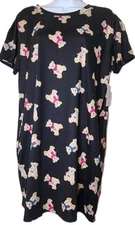 Joyspun Soft Sleep Shirt Size S/M Black Stretch Teddy Bears Nightgown (Y12)