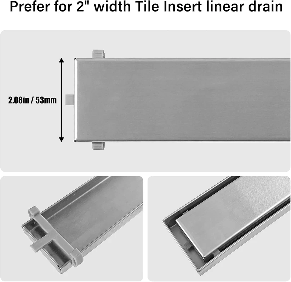 Серые пластиковые зажимы для плиточного лотка 2 дюйма линейная крышка для слива душа 6 шт. - Изображение 3 из 4