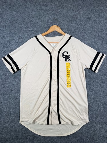 Colorado Rockies Jersey Mens Medium Beige CSA MLB Baseball Sports Button Front